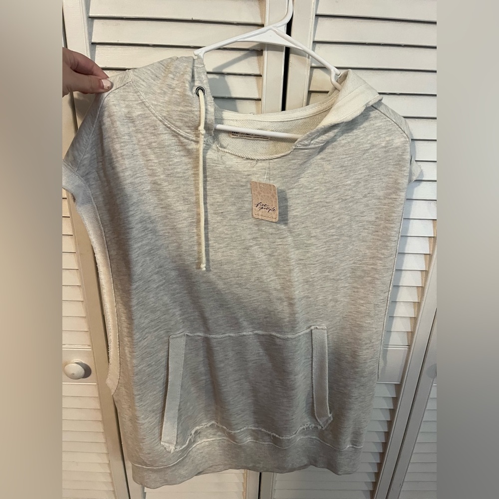 Free People Gray Cropped Hoodie